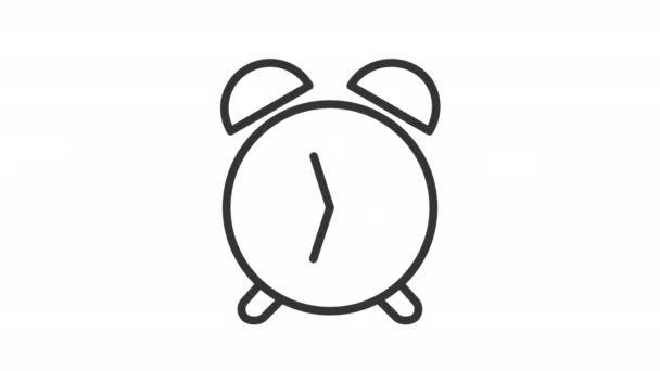 Ícone Linear Despertador Animado Hora Acordar Lembrete Manhã Tocar Relógio — Vídeo de Stock