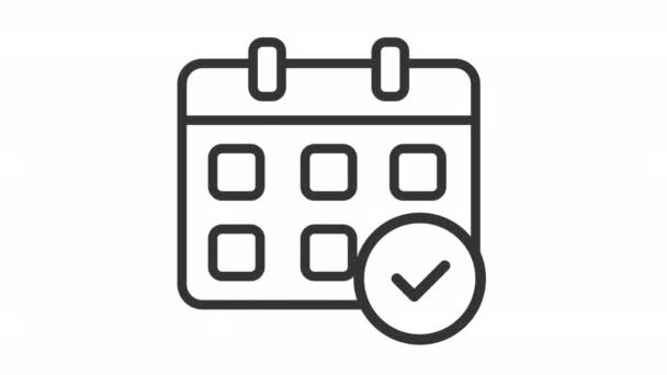 Animowana Ikona Zatwierdzania Daty Liniowej Kalendarz Znakiem Kontrolnym Zaakceptuj Spotkanie — Wideo stockowe