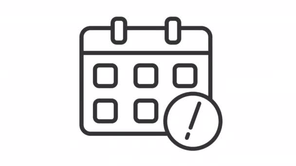 Κινούμενο Γραμμικό Εικονίδιο Προσοχής Σημαντική Ημερομηνία Στο Ημερολόγιο Υπενθύμιση Προγράμματος — Αρχείο Βίντεο