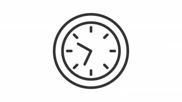 Анимированное Время Часы Линейные Иконки Ожидание Анимации Сайта Расписание Сроки — стоковое видео