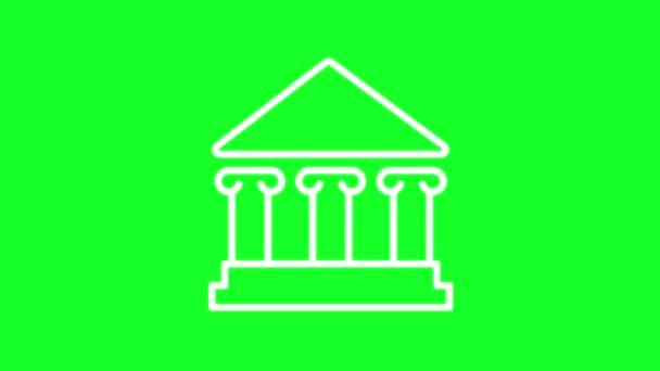 Animeret Bank Hvid Linje Ikon Finansielle Tjenesteydelser Besparelser Lån Loop – Stock-video
