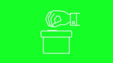 Animasyon beyaz çizgi simgesi. Politik bir ilişki. Anketler. Krom anahtarlı HD video, şeffaf arkaplanda alfa kanalı, siyah katı arkaplan. Taslak hareketli grafik canlandırması