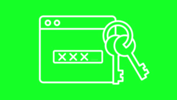 Icono Línea Blanca Acceso Animado Protección Cuentas Personales Loop Video — Vídeos de Stock