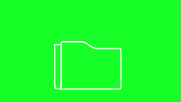 动画文件夹白线图标 计算机文件的组织 带有色键的循环Hd视频 透明背景上的Alpha通道 黑色实心背景 轮廓运动图形动画 — 图库视频影像