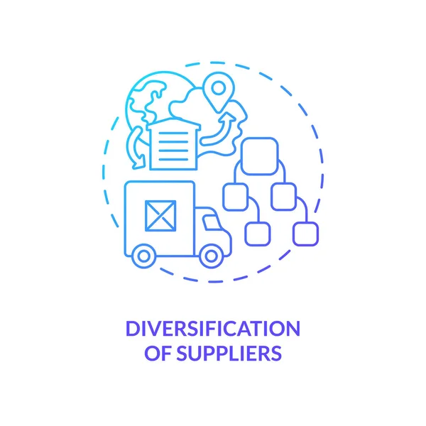 Diversification Suppliers Blue Gradient Concept Icon Multiple Partners Key Supply — Stock Vector