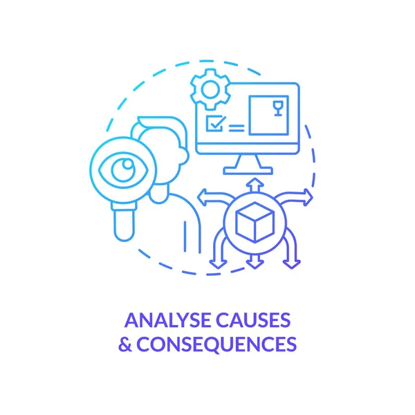 Analizar Las Causas Consecuencias Icono Concepto Gradiente Azul Investigación Datos — Archivo Imágenes Vectoriales