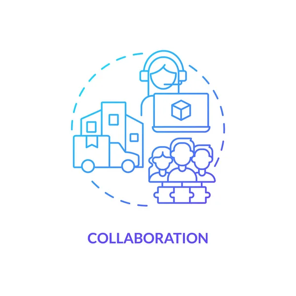 Icône Concept Dégradé Bleu Collaboration Organisations Secteur Logistique Plan Action — Image vectorielle