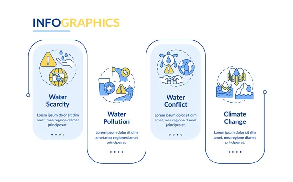 Sumber Air Mengeluarkan Pola Infografis Persegi Panjang Bahaya Visualisasi Data - Stok Vektor
