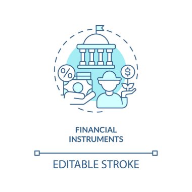 Mali araçlar turkuvaz konsept simgesi. Destek. Kırsal gelişim programı soyut fikir ince çizgi çizimi. İzole bir taslak çizim. Düzenlenebilir felç. Arial, Myriad Pro-Kalın yazı tipleri
