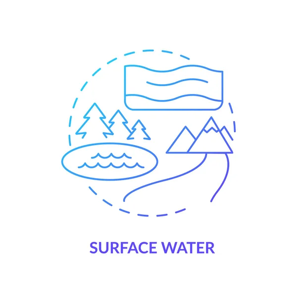 stock vector Surface water blue gradient concept icon. River and lakes waterbodies. Fresh water supply source abstract idea thin line illustration. Isolated outline drawing. Myriad Pro-Bold font used