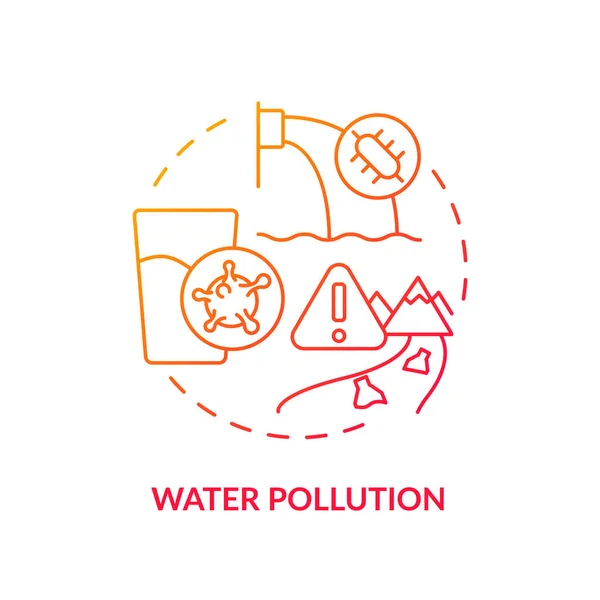 Ikona Konceptu Znečištění Vody Červené Barvě Kontaminace Vodních Útvarů Hydro — Stockový vektor