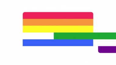 Animasyon gökkuşağı renk simgesi. Renkli çizgileri çıkarıyorum. LGBTQ 'nun sembolü. Sosyal eşitlik. Şeffaf arkaplanda alfa kanalı olan kusursuz HD video. Düz renk grafik canlandırması