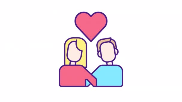 Animated Lovers Color Icon Обнимающая Пара Сердце Любить Людей Парень — стоковое видео