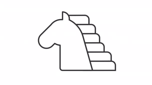 Animowana Ikona Białej Linii Konia Szybko Biegające Zwierzę Ogier Czystej — Wideo stockowe