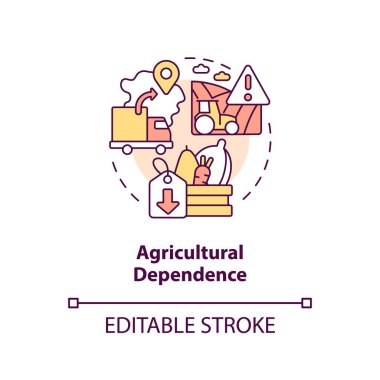 Tarım bağımlılığı kavramı ikonu. Çiftçilik politikasının dezavantajı soyut fikir ince çizgi çizimi. İzole bir taslak çizim. Düzenlenebilir felç. Arial, Myriad Pro-Kalın yazı tipleri