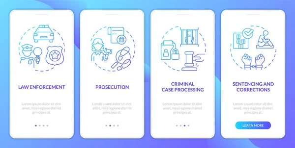 Justice System Blue Gradient Onboarding Mobile App Screen Veřejná Bezpečnost — Stockový vektor