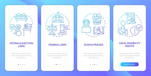 Törvények Jogi Kérdések Kék Gradiens Fedélzeten Mobil App Képernyő Séta — Stock Vector