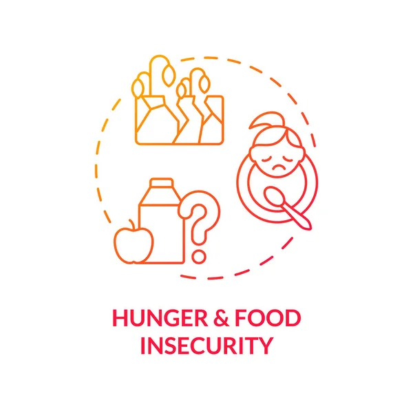 Hunger Und Ernährungsunsicherheit Rotes Gradientenkonzept Symbol Hungern Soziale Ungerechtigkeit Beispiel — Stockvektor