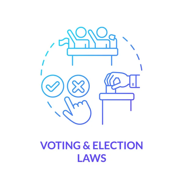 投票と選挙法青グラデーションのコンセプトアイコン 市民権と規制 法律と法的問題抽象的なアイデアを細い線図 独立した外形図面 無数のPro Boldフォントが使われます — ストックベクタ