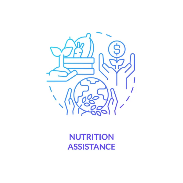 Nutrition Assistance Blue Gradient Concept Icon Bekämpfung Der Ernährungsunsicherheit Agrarsubventionen — Stockvektor