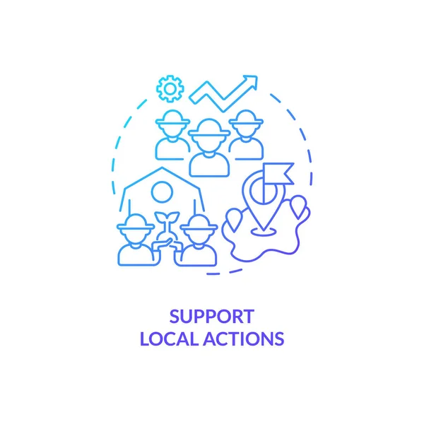 Soutenir Les Actions Locales Icône Concept Dégradé Bleu Agriculture Programme — Image vectorielle