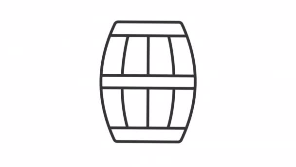 Animiertes Lineares Fass Symbol Alkohol Alter Trinkt Lagerung Der Getränkeherstellung — Stockvideo