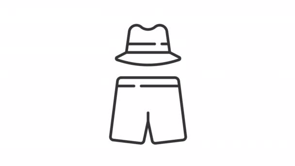 Plaj Giysisi Çizgisel Animasyonu Erkekler Için Mayo Şapka Yaz Mayosu — Stok video