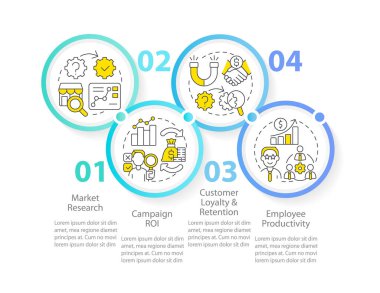 Nedensel araştırma örnekleri bilgi şablonu. Pazarlama. Veri görselleştirmesi 4 adımda. Düzenlenebilir zaman çizelgesi. Satır simgeleriyle çalışma akışı düzeni. Kullanılan Myriad Pro-Normal yazı tipi