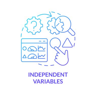 Independent variables blue gradient concept icon. Causal research changeable and principles abstract idea thin line illustration. Isolated outline drawing. Myriad Pro-Bold font used clipart