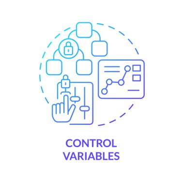 Control variables blue gradient concept icon. Business tests. Causal research changeable and principles abstract idea thin line illustration. Isolated outline drawing. Myriad Pro-Bold font used clipart