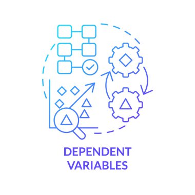 Bağımlı değişkenler mavi gradyan konsept simgesi. Nedensel araştırmalar değiştirilebilir ve prensipler soyut fikir ince çizgili illüstrasyon. İzole bir taslak çizim. Kullanılan sayısız Pro-Kalın yazı tipi