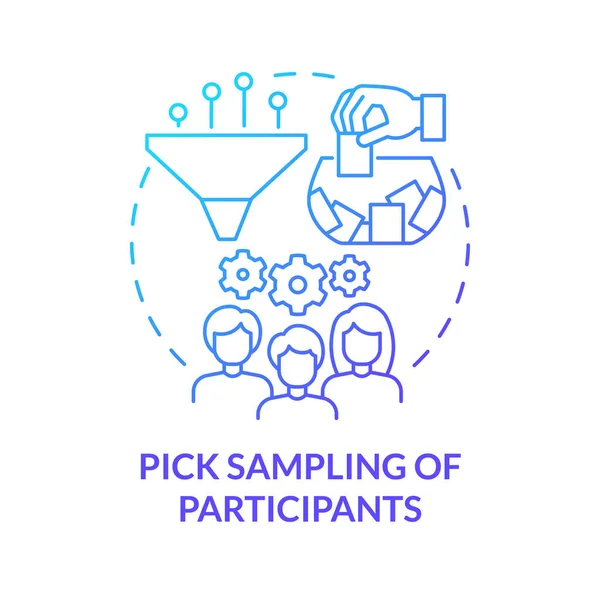 stock vector Pick sampling of participants blue gradient concept icon. Target audience. How to conduct causal research abstract idea thin line illustration. Isolated outline drawing. Myriad Pro-Bold font used