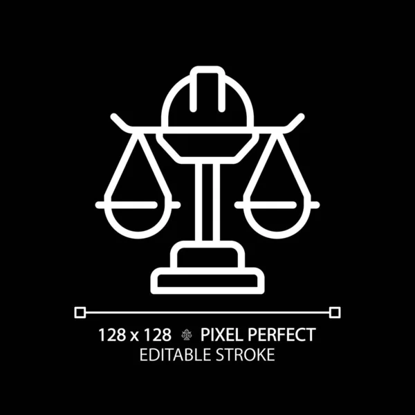 Labour Law Pixel Perfect White Linear Icon Dark Theme Employee — Stock Vector
