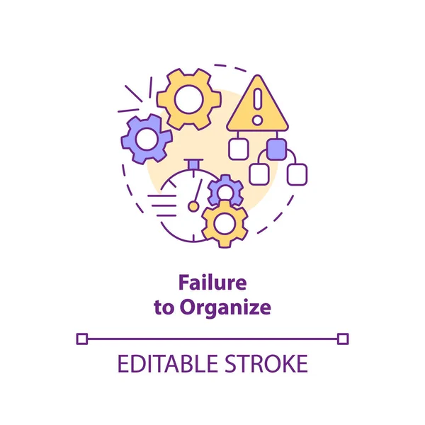 stock vector Failure to organize concept icon. SMED related pitfall. Inefficient process abstract idea thin line illustration. Isolated outline drawing. Editable stroke. Arial, Myriad Pro-Bold fonts used