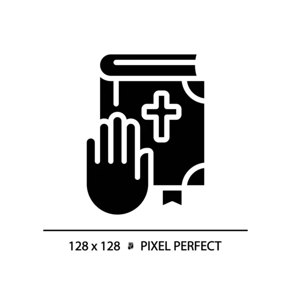 Serment Sur Bible Dans Cour Justice Pixel Parfaite Icône Couleur — Image vectorielle