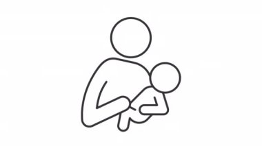 Annem bebek çizgi animasyonunu tutuyor. Anne yeni doğmuş bebeği sakinleştiriyor. Anne sevgisi. Çocuk bakımı. Mutlu bir aile. Şeffaf arkaplanda alfa kanalı olan kusursuz HD video. Canlandırılmış dış hat simgesi