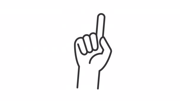 Ícone Linear Dedo Indicador Animado Gesto Aperto Mão Repreender Alguém — Vídeo de Stock