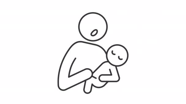 Zingen Voor Baby Lineaire Animatie Moeder Met Pasgeborene Een Slaapliedje — Stockvideo