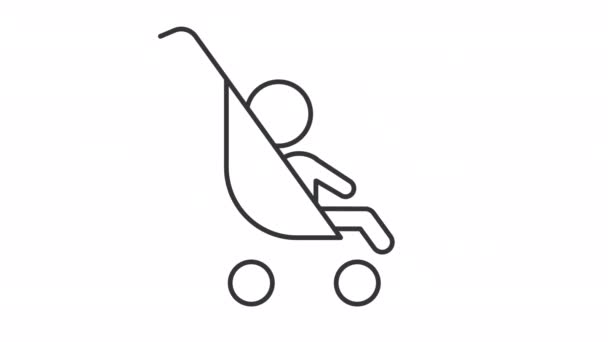 Animacja Linii Wózka Dziecięcego Spaceruję Powozem Aktywność Zewnątrz Urządzenie Rodzicielstwa — Wideo stockowe