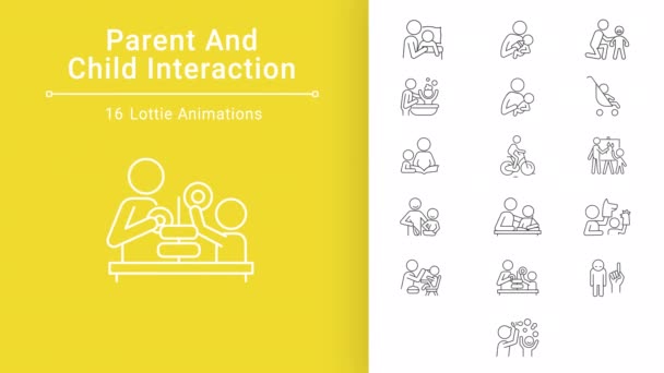 Parent Child Interaction Animations Positive Relationships Training Program Family Bonds — Stock Video