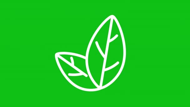 Animierte Blätter Weiße Linie Symbol Schwingende Objekte Symbol Für Umweltfreundliche — Stockvideo