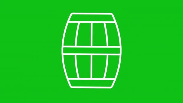 Animated Cask White Line Icon Aging Alcohol Drinks Beverage Manufacture — Stock Video