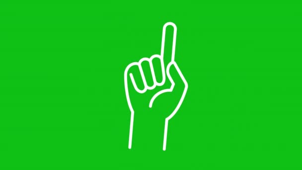 Анимированный Палец Белой Иконы Жест Рукопожатия Петля Видео Хрома Ключом — стоковое видео