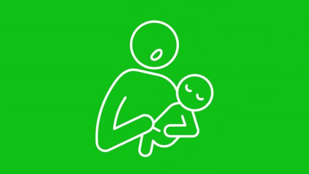 Cantando Para Animação Linha Branca Bebê Mãe Segurar Recém Nascido — Vídeo de Stock