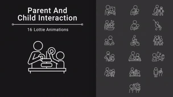 Родительские Анимации Белой Линии Родительское Взаимодействие Программа Обучения Петля Видео — стоковое видео