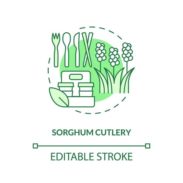 Sorghum Bestick Grönt Koncept Ikon Hållbart Alternativ Till Plast Ätliga — Stock vektor