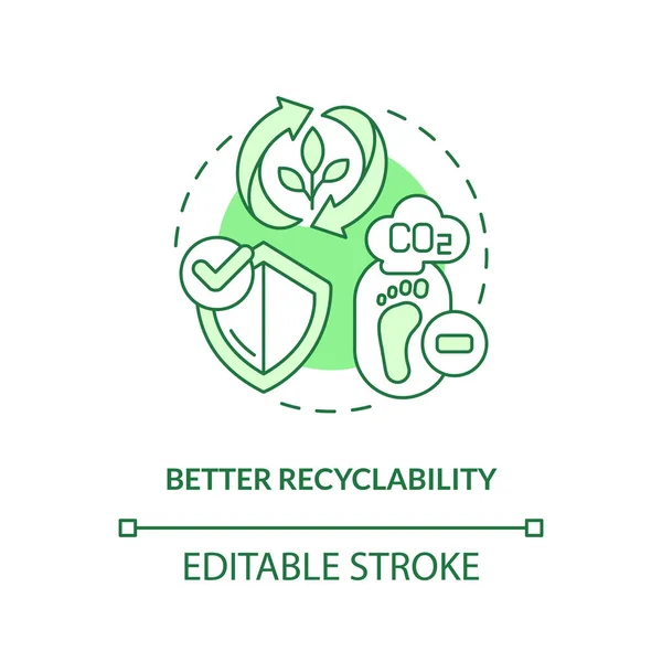 Mejor Reciclabilidad Icono Concepto Verde Reducir Huella Carbono Los Materiales — Archivo Imágenes Vectoriales