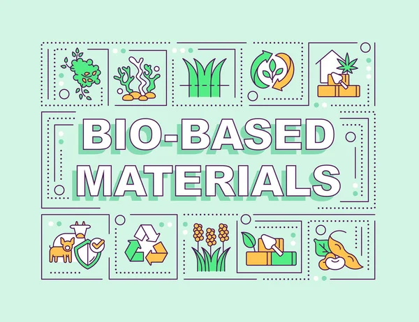 Biobasierte Materialien Word Konzepte Grünes Banner Biologisch Abbaubare Produkte Infografiken — Stockvektor