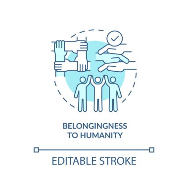İnsanlığa ait turkuaz konsept ikonu. Küresel toplum GCED 'in amacı soyut fikir ince çizgi çizimi. İzole bir taslak çizim. Düzenlenebilir felç. Arial, Myriad Pro-Kalın yazı tipleri
