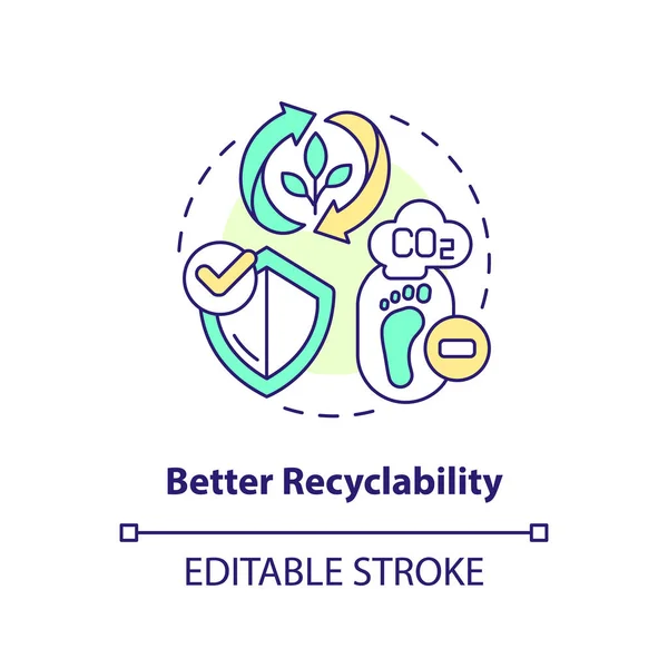 Mejor Icono Concepto Reciclabilidad Reducción Huella Carbono Los Materiales Biológicos — Vector de stock